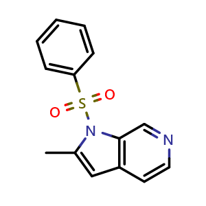 Chemical structure of 1-(Benzenesulfonyl)-2-methyl-1H-pyrrolo[2,3-c]pyridine , AChemBlock AD262875
