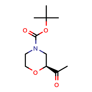 Chemical structure of (S)-tert-Butyl 2-acetylmorpholine-4-carboxylate , CAS 1415794-20-5, AChemBlock AD262883