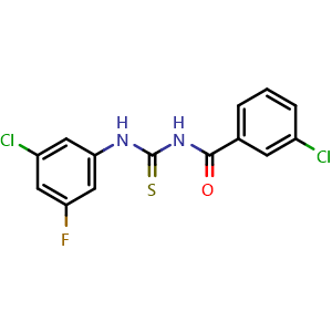 Chemical structure of 3-Chloro-N-((3-chloro-5-fluorophenyl)carbamothioyl)benzamide , CAS 1796641-12-7, AChemBlock AD262900