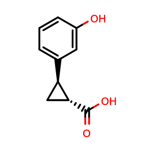 Chemical structure of (1R,2R)-2-(3-hydroxyphenyl)cyclopropane-1-carboxylic acid , CAS 731812-28-5, AChemBlock AD262904