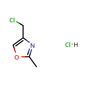 Chemical structure of 4-(chloromethyl)-2-methyl-1,3-oxazole hydrochloride , CAS 2197061-53-1, AChemBlock AD262930
