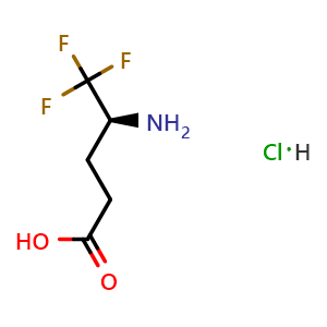 Chemical structure of (4S)-4-amino-5,5,5-trifluoropentanoic acid hydrochloride , CAS 1287211-11-3, AChemBlock AD262934