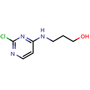 Chemical structure of 3-[(2-chloropyrimidin-4-yl)amino]propan-1-ol , CAS 55662-19-6, AChemBlock AD262937