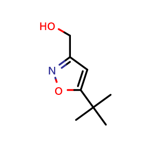 Chemical structure of (5-tert-Butyl-1,2-oxazol-3-yl)methanol , CAS 202817-06-9, AChemBlock AD262938