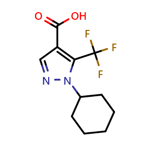 Chemical structure of 1-cyclohexyl-5-(trifluoromethyl)-1H-pyrazole-4-carboxylic acid , CAS 786727-04-6, AChemBlock AD262939