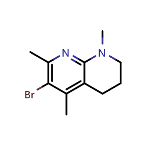 Chemical structure of 6-bromo-1,5,7-trimethyl-1,2,3,4-tetrahydro-1,8-naphthyridine , CAS 627098-11-7, AChemBlock AD262942