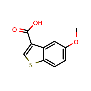 Chemical structure of 5-methoxy-1-benzothiophene-3-carboxylic acid , CAS 123392-43-8, AChemBlock AD262950