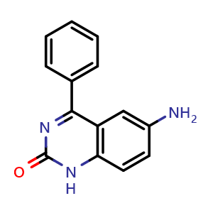 Chemical structure of 6-amino-4-phenyl-1,2-dihydroquinazolin-2-one , CAS 342779-38-8, AChemBlock AD262955