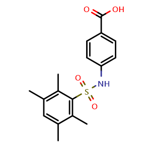 Chemical structure of 4-(2,3,5,6-tetramethylbenzenesulfonamido)benzoic acid , CAS 730249-87-3, AChemBlock AD262964