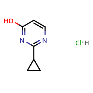 Chemical structure of 2-cyclopropylpyrimidin-4-ol hydrochloride , CAS 2310099-19-3, AChemBlock AD262969
