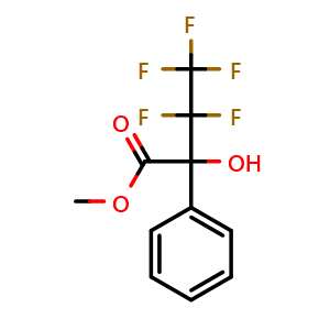 Chemical structure of 3,3,4,4,4-Pentafluoro-2-hydroxy-2-phenylbutyric acid methyl ester , CAS 723294-72-2, AChemBlock AD262979
