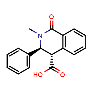 Chemical structure of (3S,4S)-2-methyl-1-oxo-3-phenyl-1,2,3,4-tetrahydroisoquinoline-4-carboxylic acid , CAS 60734-32-9, AChemBlock AD262981