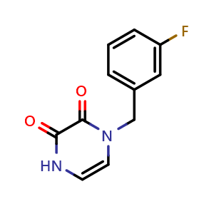 Chemical structure of 1-(3-fluorobenzyl)-1,4-dihydropyrazine-2,3-dione , CAS 1904612-90-3, AChemBlock AD263019