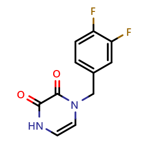 Chemical structure of 1-(3,4-difluorobenzyl)-1,4-dihydropyrazine-2,3-dione , CAS 2098009-54-0, AChemBlock AD263020