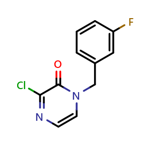 Chemical structure of 3-chloro-1-(3-fluorobenzyl)pyrazin-2(1H)-one , CAS 1601264-94-1, AChemBlock AD263021