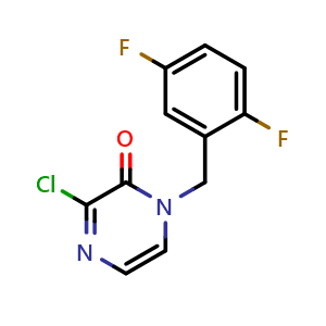 Chemical structure of 3-chloro-1-(2,5-difluorobenzyl)pyrazin-2(1H)-one , CAS 1778771-24-6, AChemBlock AD263024