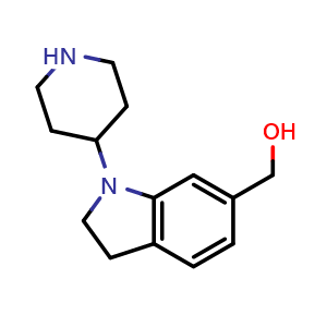 Chemical structure of (1-(piperidin-4-yl)indolin-6-yl)methanol , CAS 2098004-39-6, AChemBlock AD263027