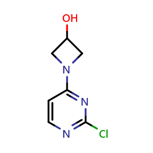 Chemical structure of 1-(2-chloropyrimidin-4-yl)azetidin-3-ol , CAS 1201657-26-2, AChemBlock AD263028