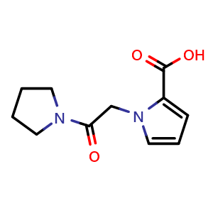 Chemical structure of 1-[2-oxo-2-(pyrrolidin-1-yl)ethyl]-1H-pyrrole-2-carboxylic acid , CAS 1507658-66-3, AChemBlock AD263030