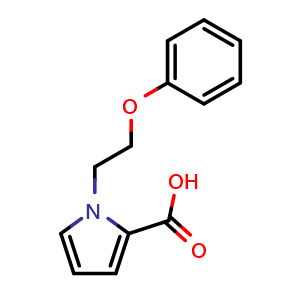 Chemical structure of 1-(2-phenoxyethyl)-1H-pyrrole-2-carboxylic acid , CAS 1271230-08-0, AChemBlock AD263031