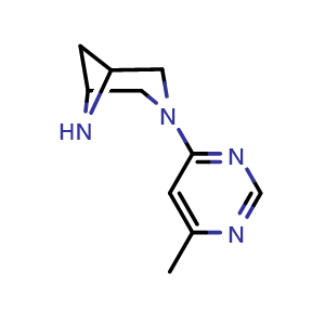 Chemical structure of 3-(6-methylpyrimidin-4-yl)-3,6-diazabicyclo[3.1.1]heptane , CAS 3054409-73-0, AChemBlock AD263035