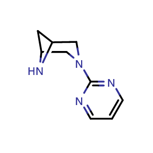 Chemical structure of 3-(pyrimidin-2-yl)-3,6-diazabicyclo[3.1.1]heptane , CAS 3054550-59-0, AChemBlock AD263037