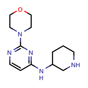 Chemical structure of 2-(morpholin-4-yl)-N-(piperidin-3-yl)pyrimidin-4-amine , CAS 3049389-46-7, AChemBlock AD263048