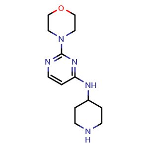 Chemical structure of 2-(morpholin-4-yl)-N-(piperidin-4-yl)pyrimidin-4-amine , CAS 3049389-17-2, AChemBlock AD263051