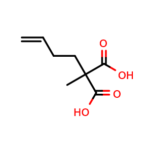 Chemical structure of 2-(but-3-en-1-yl)-2-methylpropanedioic acid , CAS 4386-71-4, AChemBlock AD263062