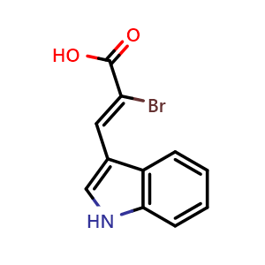 Chemical structure of (2Z)-2-bromo-3-(1H-indol-3-yl)prop-2-enoic acid , CAS 22949-09-3, AChemBlock AD263069