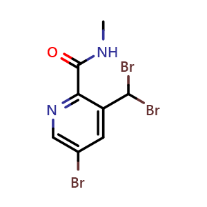 Chemical structure of 5-bromo-3-(dibromomethyl)-N-methylpyridine-2-carboxamide , CAS 2640865-85-4, AChemBlock AD263077