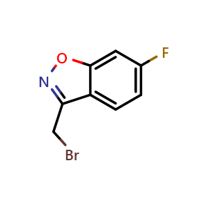 Chemical structure of 3-(Bromomethyl)-6-fluoro-1,2-benzoxazole , CAS 1084628-24-9, AChemBlock AD263078