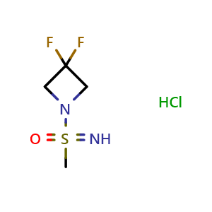 Chemical structure of (3,3-Difluoroazetidin-1-yl)(imino)methyl-lambda6-sulfanone hydrochloride , CAS 3017251-56-5, AChemBlock AD263088