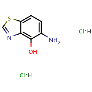 Chemical structure of 5-amino-1,3-benzothiazol-4-ol dihydrochloride , CAS 1421456-97-4, AChemBlock AD263096