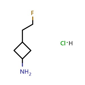 Chemical structure of 3-(2-Fluoroethyl)cyclobutan-1-amine hydrochloride , CAS 2763775-86-4, AChemBlock AD263097