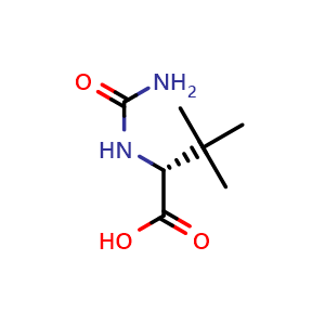 Chemical structure of (2R)-2-(carbamoylamino)-3,3-dimethylbutanoic acid , CAS 112674-67-6, AChemBlock AD263105