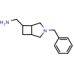 Chemical structure of 1-{3-Benzyl-3-azabicyclo[3.2.0]heptan-6-yl}methanamine , CAS 2384392-59-8, AChemBlock AD263111