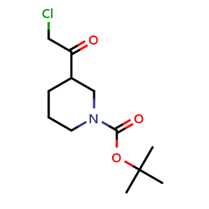 Chemical structure of tert-Butyl 3-(2-chloroacetyl)piperidine-1-carboxylate , CAS 569667-95-4, AChemBlock AD263114