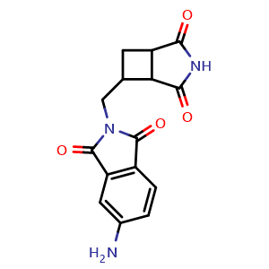 Chemical structure of 5-Amino-2-({2,4-dioxo-3-azabicyclo[3.2.0]heptan-6-yl}methyl)-2,3-dihydro-1H-isoindole-1,3-dione , CAS 3049389-40-1, AChemBlock AD263121