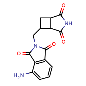 Chemical structure of 4-Amino-2-({2,4-dioxo-3-azabicyclo[3.2.0]heptan-6-yl}methyl)-2,3-dihydro-1H-isoindole-1,3-dione , CAS 3054559-20-2, AChemBlock AD263123