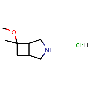 Chemical structure of 6-methoxy-6-methyl-3-azabicyclo[3.2.0]heptane hydrochloride , CAS 3049389-56-9, AChemBlock AD263129