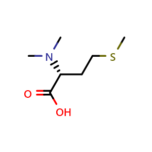 Chemical structure of (2R)-2-(dimethylamino)-4-(methylsulfanyl)butanoic acid , CAS 1379439-80-1, AChemBlock AD263135