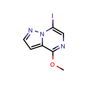 Chemical structure of 7-Iodo-4-methoxypyrazolo[1,5-a]pyrazine , CAS 3049389-02-5, AChemBlock AD263141