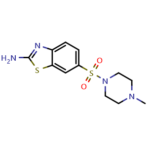 Chemical structure of 6-[(4-methylpiperazin-1-yl)sulfonyl]-1,3-benzothiazol-2-amine , CAS 887202-32-6, AChemBlock AD263151