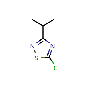 Chemical structure of 5-chloro-3-(propan-2-yl)-1,2,4-thiadiazole , CAS 51302-12-6, AChemBlock AD263154
