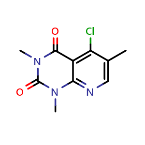 Chemical structure of 5-chloro-1,3,6-trimethylpyrido[2,3-d]pyrimidine-2,4(1H,3H)-dione , CAS 1447966-04-2, AChemBlock AD263156
