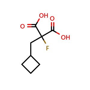 Chemical structure of 2-(Cyclobutylmethyl)-2-fluoropropanedioic acid , CAS 2098154-08-4, AChemBlock AD263169
