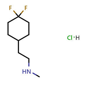Chemical structure of [2-(4,4-Difluorocyclohexyl)ethyl](methyl)amine hydrochloride , CAS 2097936-39-3, AChemBlock AD263172