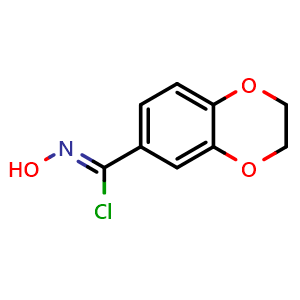 Chemical structure of (Z)-N-hydroxy-2,3-dihydro-1,4-benzodioxine-6-carbonimidoyl chloride , CAS 596095-20-4, AChemBlock AD263177