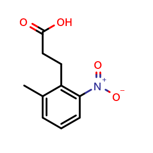Chemical structure of 3-(2-methyl-6-nitrophenyl)propanoic acid , CAS 1805738-03-7, AChemBlock AD263185